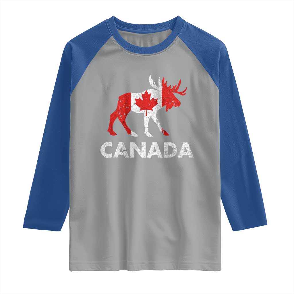 Canada Moose Maple Leaf Raglan Shirt Canadian Pride