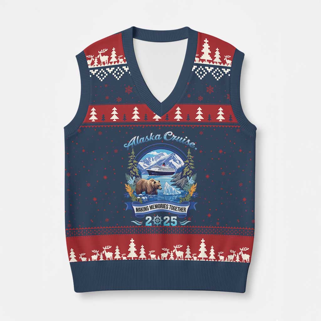 Alaska Cruising V-Neck Knit Sweater Vest Alaskan Cruisin Together Matching Family Cruise - Wonder Print Shop