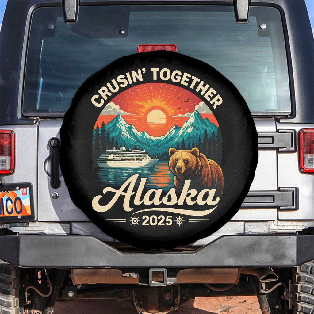 Alaska Cruise Spare Tire Cover Retro Alaskan Cruisin Together Matching Family Cruise - Wonder Print Shop