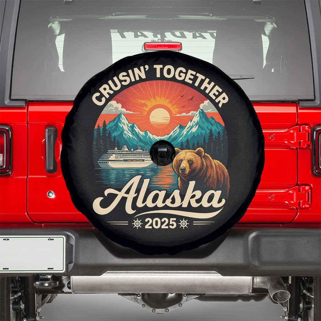 Alaska Cruise Spare Tire Cover Retro Alaskan Cruisin Together Matching Family Cruise - Wonder Print Shop