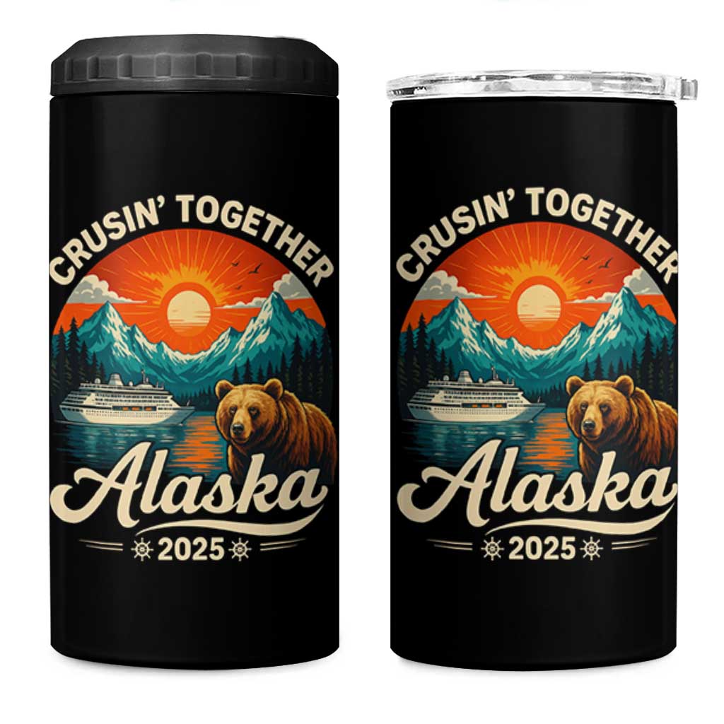 Alaska Cruise 4 in 1 Can Cooler Tumbler Retro Alaskan Cruisin Together Matching Family Cruise - Wonder Print Shop