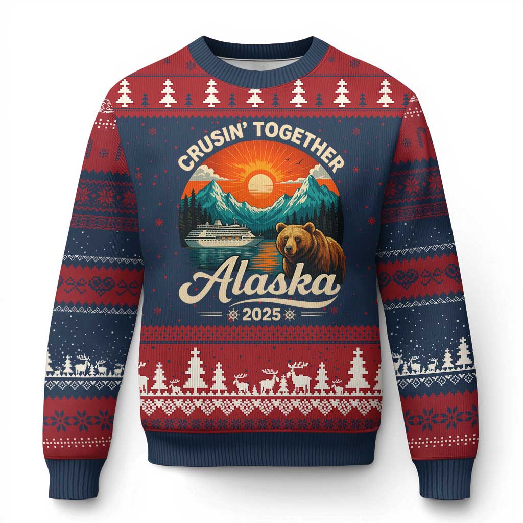 Alaska Cruise Ugly Christmas Sweater Retro Alaskan Cruisin Together Matching Family Cruise - Wonder Print Shop
