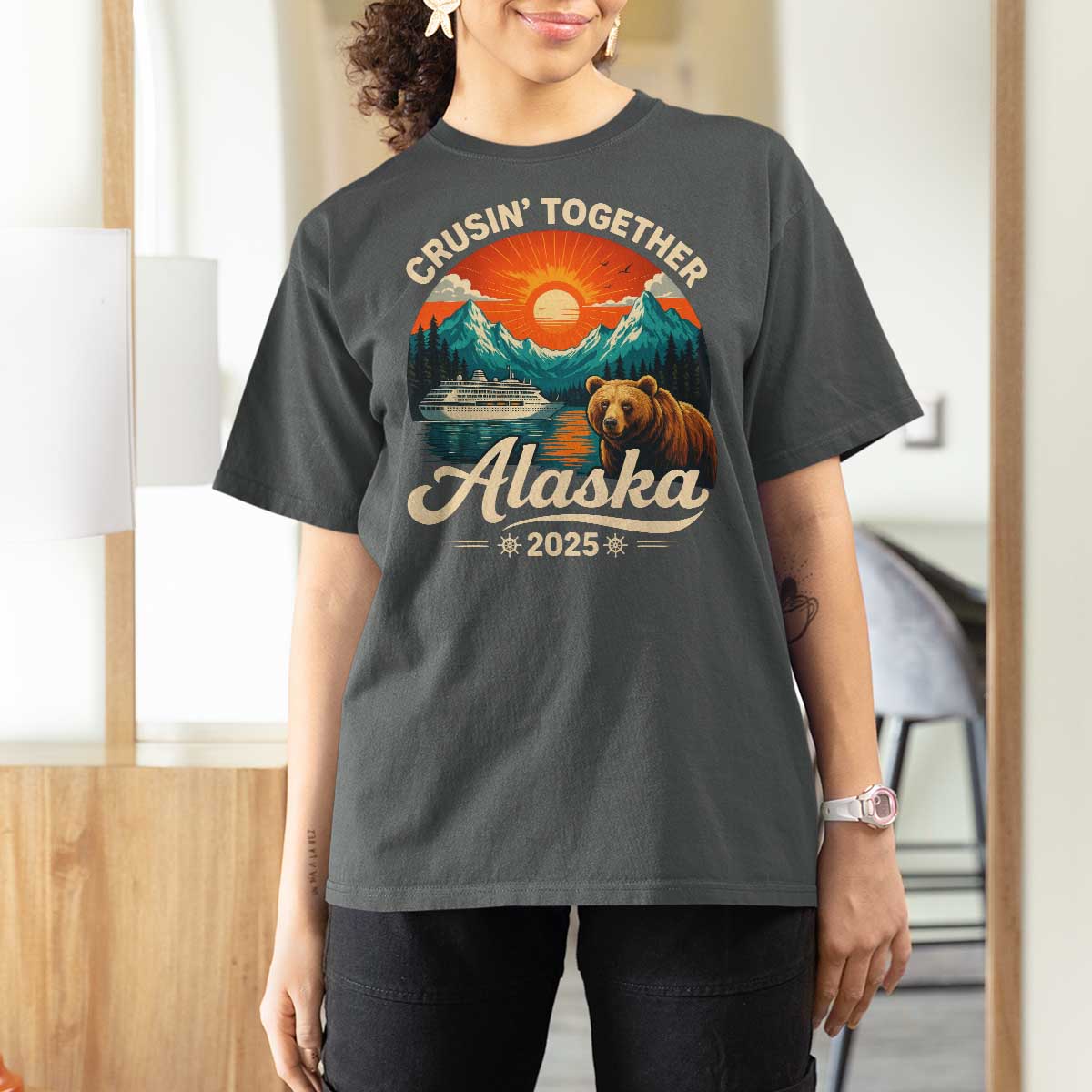 Alaska Cruise T Shirt For Women Retro Alaskan Cruisin Together Matching Family Cruise - Wonder Print Shop