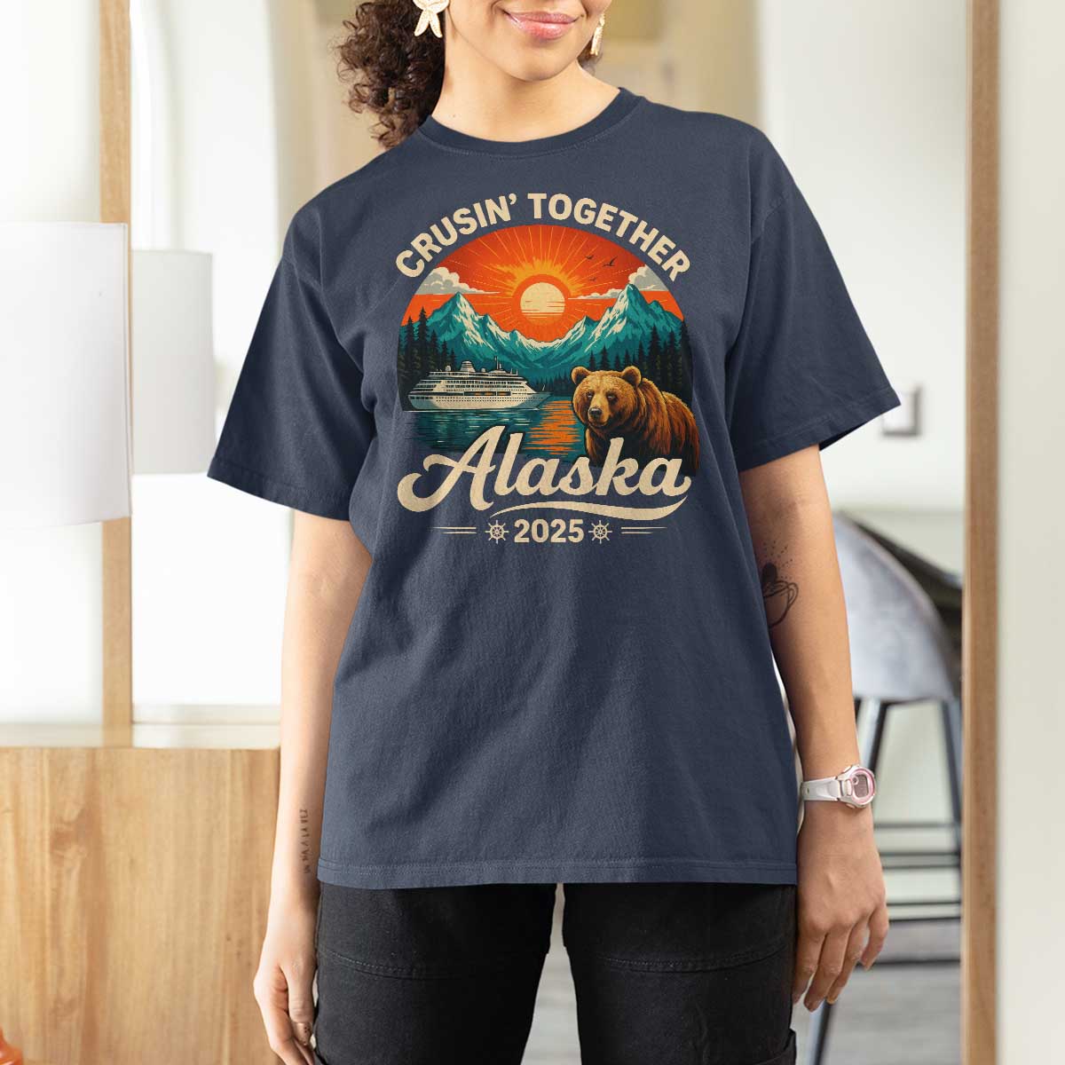 Alaska Cruise T Shirt For Women Retro Alaskan Cruisin Together Matching Family Cruise - Wonder Print Shop