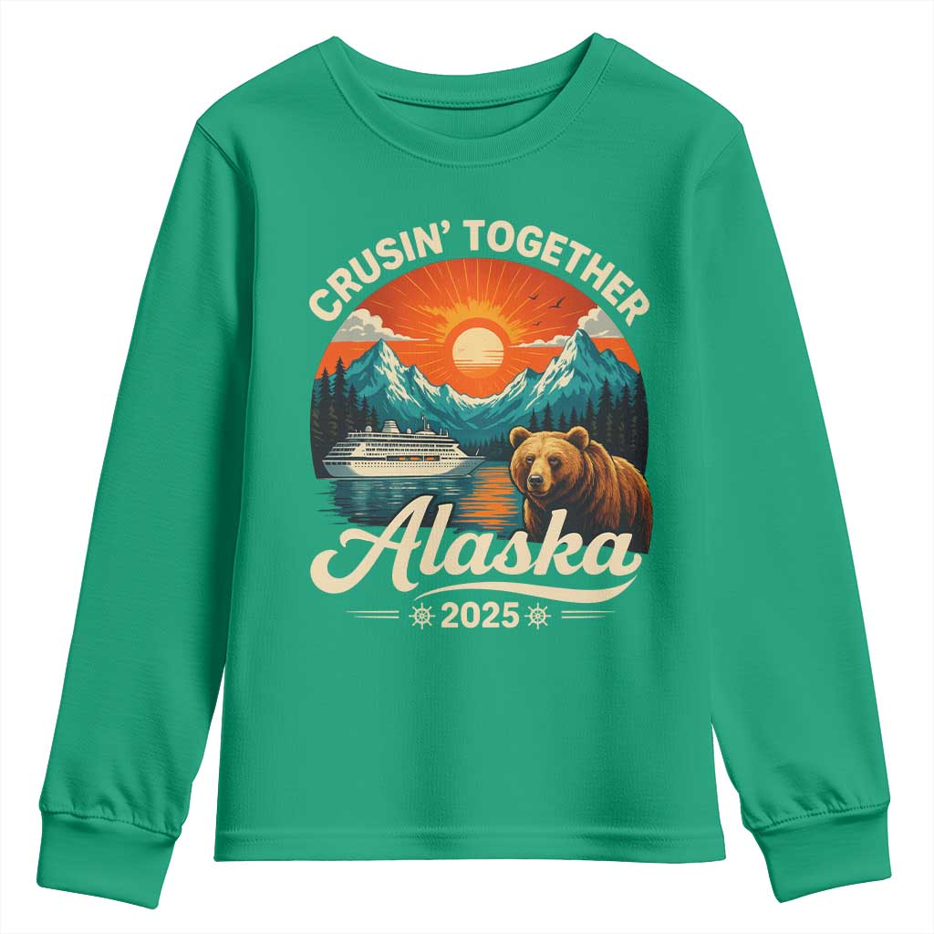 Alaska Cruise Youth Sweatshirt Retro Alaskan Cruisin Together Matching Family Cruise - Wonder Print Shop