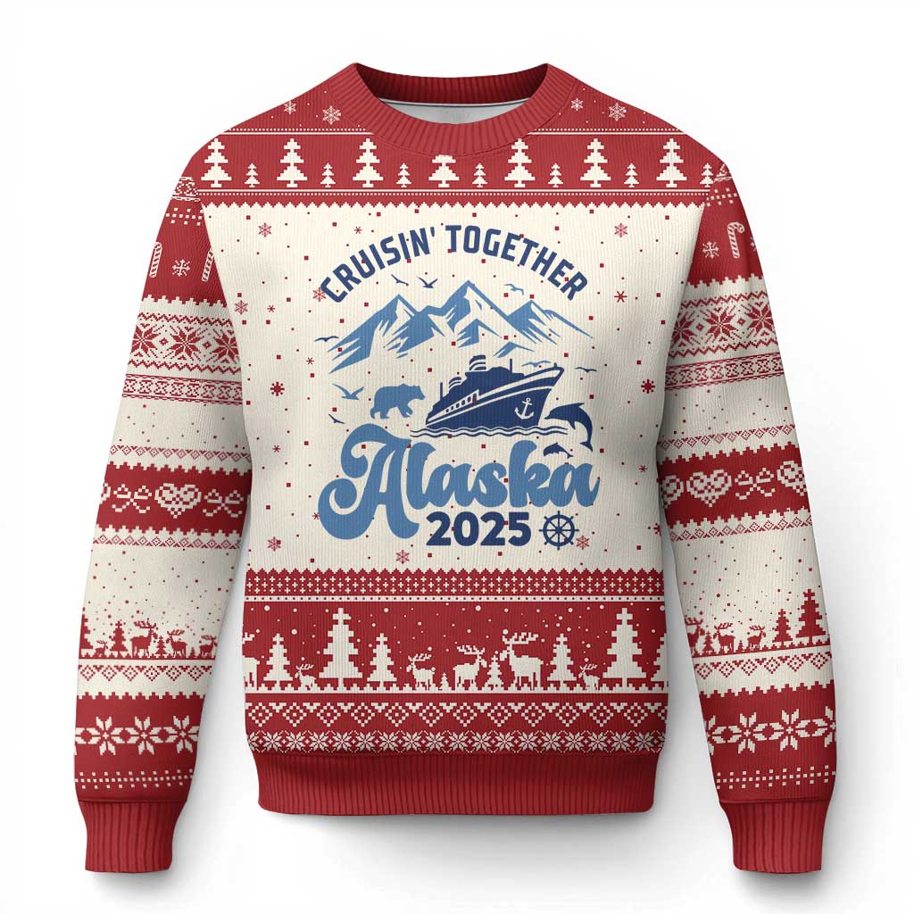 Alaska Cruise Ugly Christmas Sweater Cruisin Together Matching Family Cruise 2025 - Wonder Print Shop