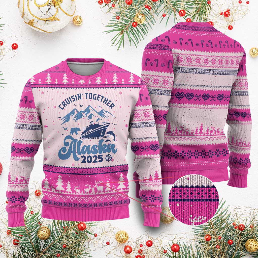 Alaska Cruise Ugly Christmas Sweater Cruisin Together Matching Family Cruise 2025 - Wonder Print Shop