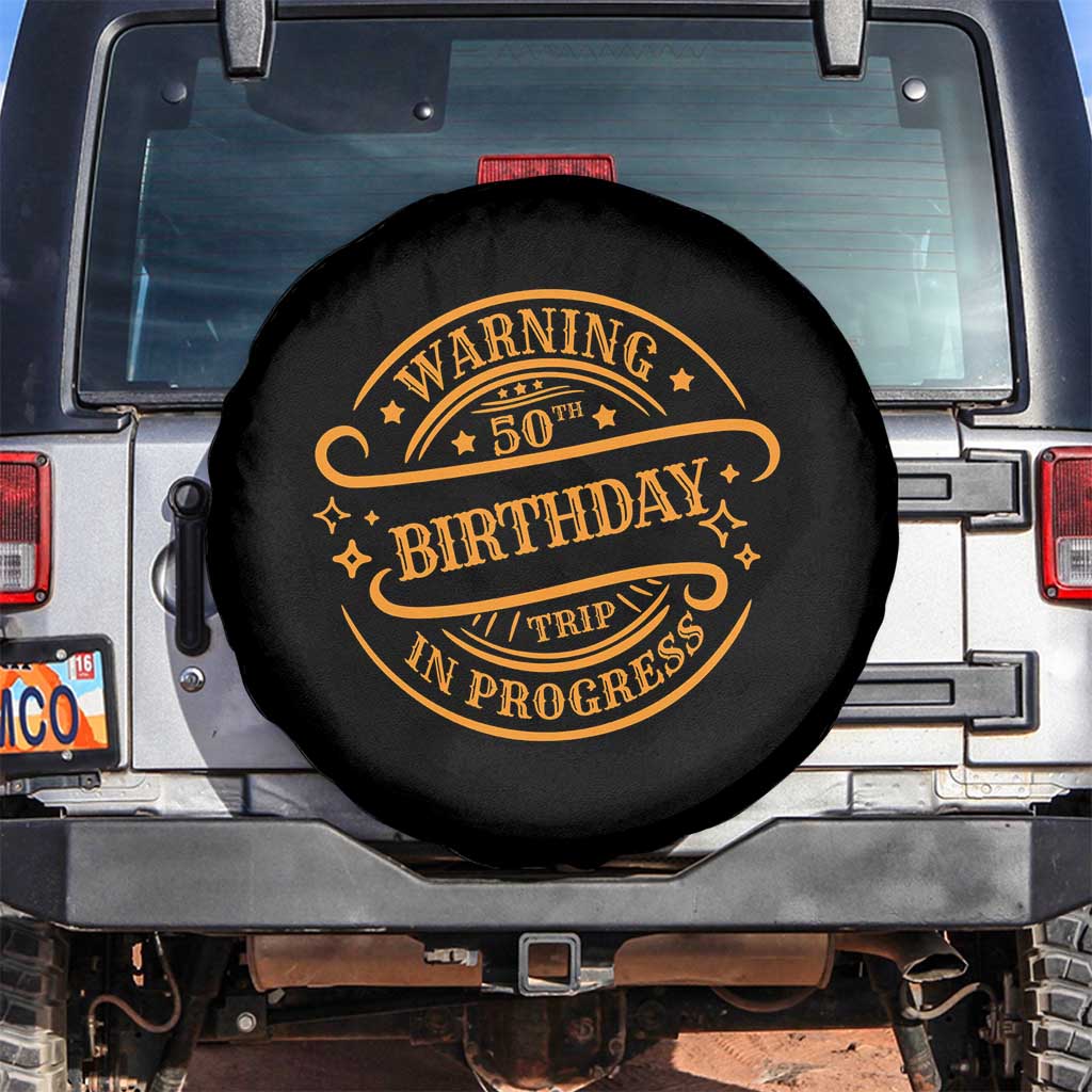 50th Birthday Trip Spare Tire Cover Retro Funny Milestone Vacation - Wonder Print Shop