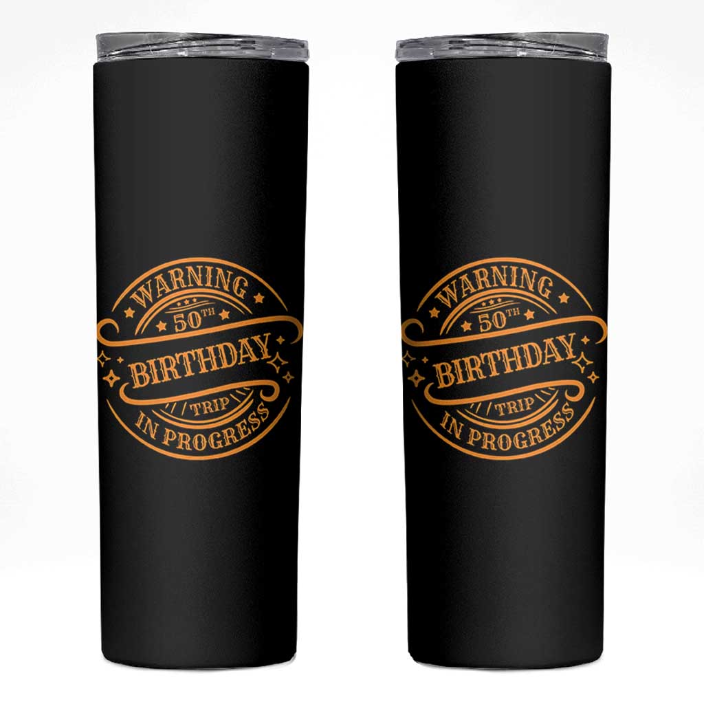 50th Birthday Trip Skinny Tumbler Retro Funny Milestone Vacation - Wonder Print Shop