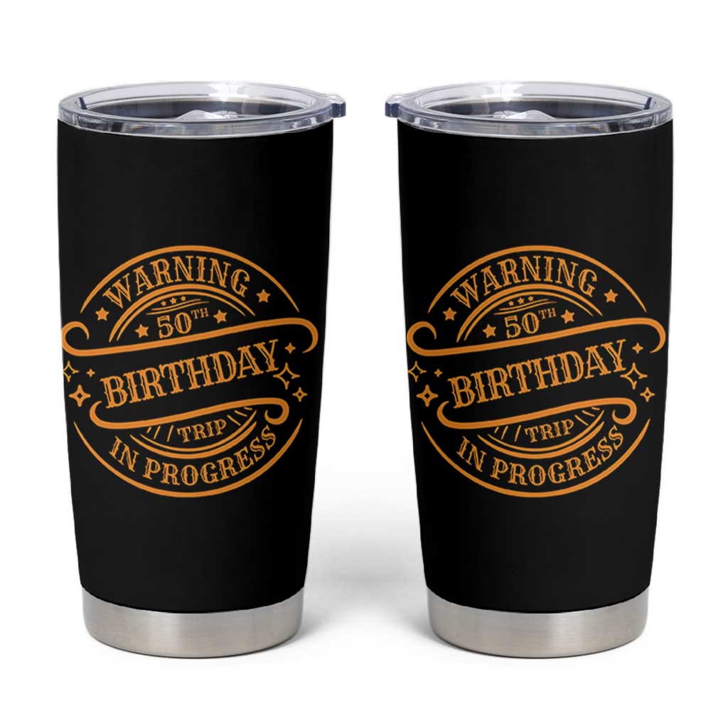 50th Birthday Trip Tumbler Cup Retro Funny Milestone Vacation - Wonder Print Shop