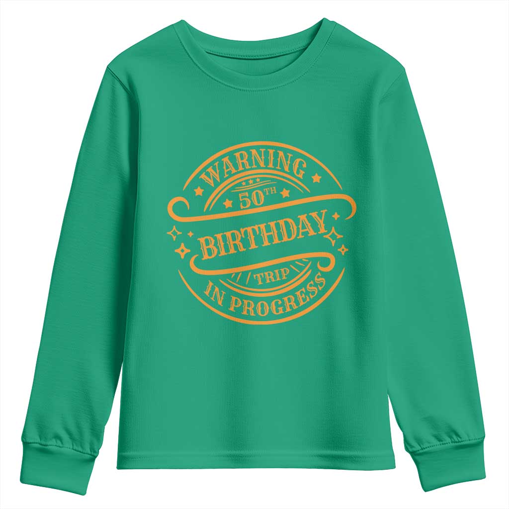 50th Birthday Trip Youth Sweatshirt Retro Funny Milestone Vacation - Wonder Print Shop