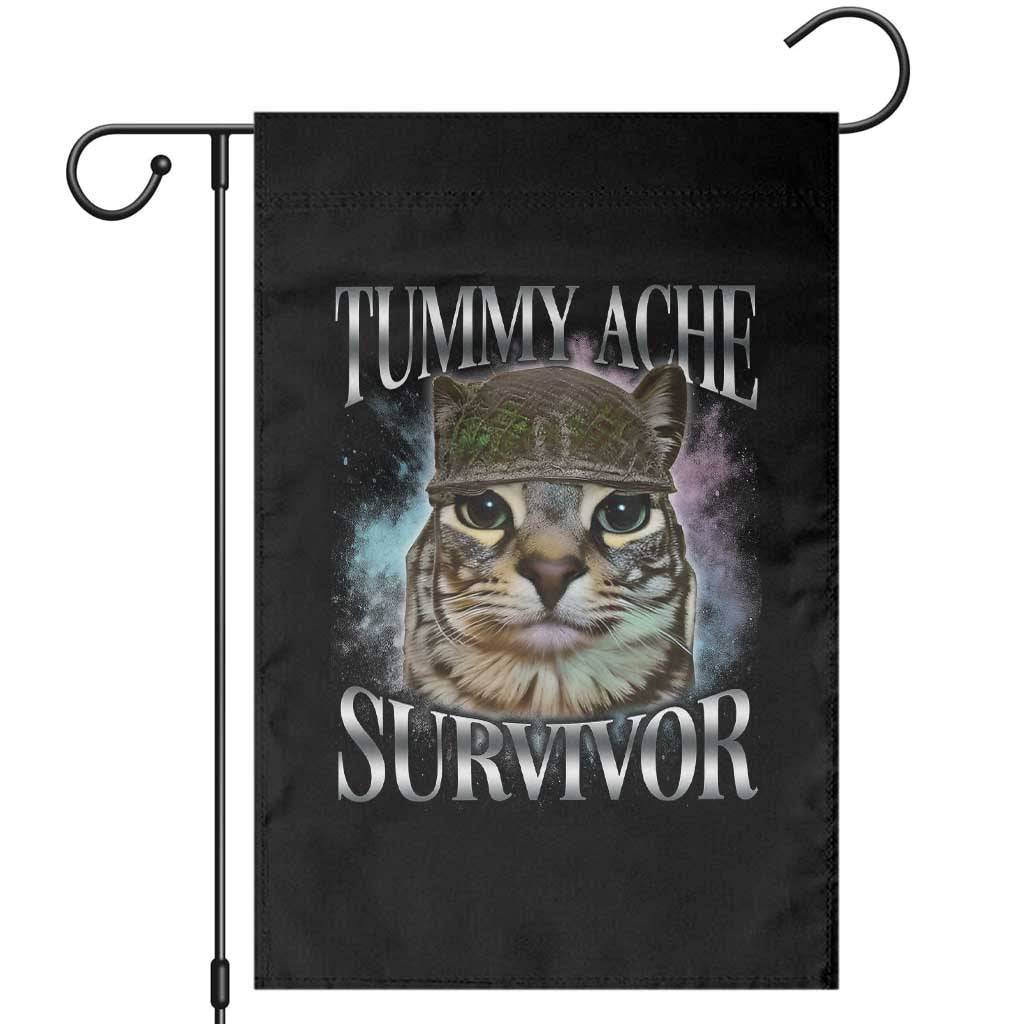 Tummy Ache Survivor Cat Meme Garden Flag Vintage 90s Graphic Funny Stomach Issues Bootleg - Wonder Print Shop
