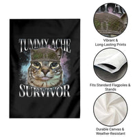 Tummy Ache Survivor Cat Meme Garden Flag Vintage 90s Graphic Funny Stomach Issues Bootleg - Wonder Print Shop