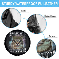Tummy Ache Survivor Cat Meme Spare Tire Cover Vintage 90s Graphic Funny Stomach Issues Bootleg - Wonder Print Shop