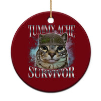 Tummy Ache Survivor Cat Meme Ceramic Ornament Vintage 90s Graphic Funny Stomach Issues Bootleg - Wonder Print Shop