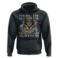 Tummy Ache Survivor Cat Meme Hoodie Vintage 90s Graphic Funny Stomach Issues Bootleg - Wonder Print Shop