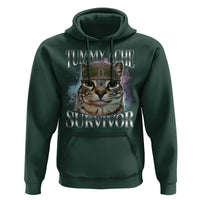Tummy Ache Survivor Cat Meme Hoodie Vintage 90s Graphic Funny Stomach Issues Bootleg - Wonder Print Shop