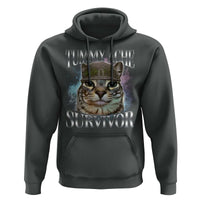 Tummy Ache Survivor Cat Meme Hoodie Vintage 90s Graphic Funny Stomach Issues Bootleg - Wonder Print Shop