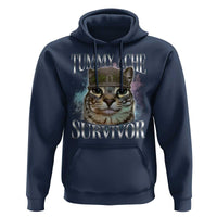 Tummy Ache Survivor Cat Meme Hoodie Vintage 90s Graphic Funny Stomach Issues Bootleg - Wonder Print Shop