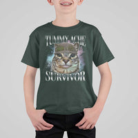 Tummy Ache Survivor Cat Meme T Shirt For Kid Vintage 90s Graphic Funny Stomach Issues Bootleg - Wonder Print Shop