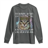 Tummy Ache Survivor Cat Meme Long Sleeve Shirt Vintage 90s Graphic Funny Stomach Issues Bootleg - Wonder Print Shop