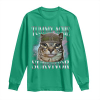 Tummy Ache Survivor Cat Meme Long Sleeve Shirt Vintage 90s Graphic Funny Stomach Issues Bootleg - Wonder Print Shop