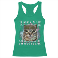 Tummy Ache Survivor Cat Meme Racerback Tank Top Vintage 90s Graphic Funny Stomach Issues Bootleg - Wonder Print Shop