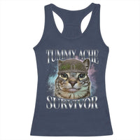 Tummy Ache Survivor Cat Meme Racerback Tank Top Vintage 90s Graphic Funny Stomach Issues Bootleg - Wonder Print Shop
