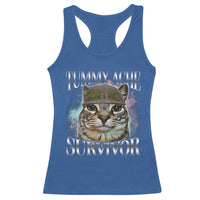 Tummy Ache Survivor Cat Meme Racerback Tank Top Vintage 90s Graphic Funny Stomach Issues Bootleg - Wonder Print Shop
