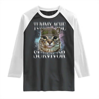 Tummy Ache Survivor Cat Meme Raglan Shirt Vintage 90s Graphic Funny Stomach Issues Bootleg - Wonder Print Shop