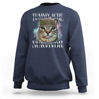 Tummy Ache Survivor Cat Meme Sweatshirt Vintage 90s Graphic Funny Stomach Issues Bootleg - Wonder Print Shop