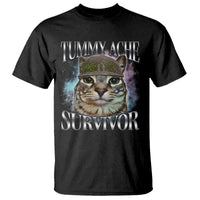 Tummy Ache Survivor Cat Meme T Shirt Vintage 90s Graphic Funny Stomach Issues Bootleg - Wonder Print Shop