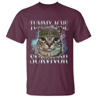 Tummy Ache Survivor Cat Meme T Shirt Vintage 90s Graphic Funny Stomach Issues Bootleg - Wonder Print Shop