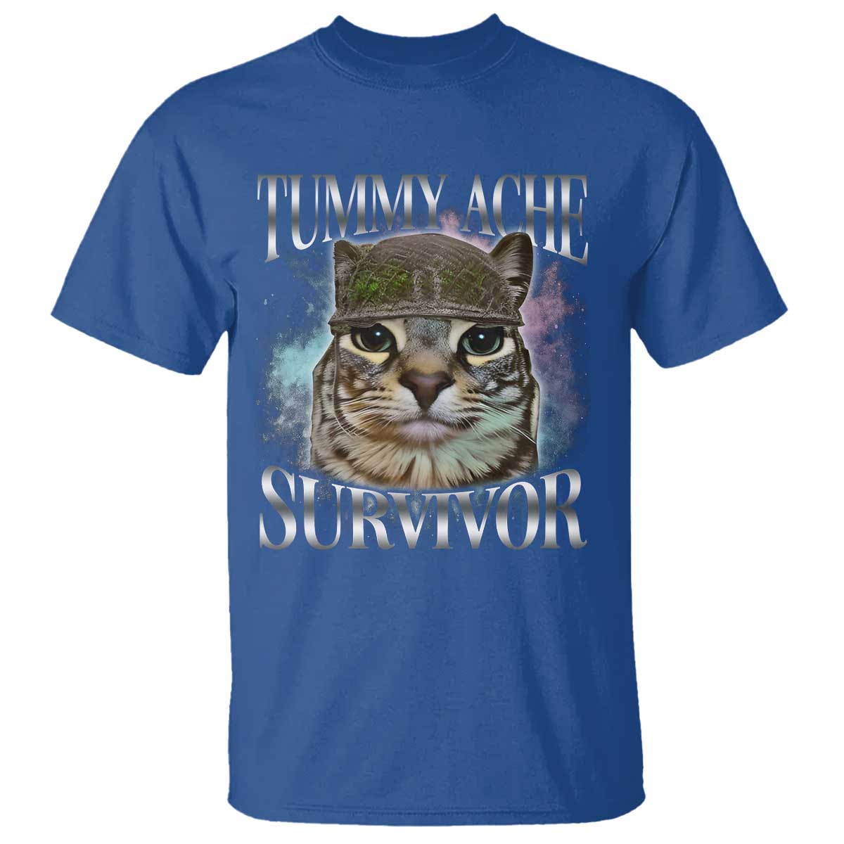 Tummy Ache Survivor Cat Meme T Shirt Vintage 90s Graphic Funny Stomach Issues Bootleg - Wonder Print Shop