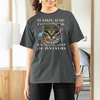 Tummy Ache Survivor Cat Meme T Shirt For Women Vintage 90s Graphic Funny Stomach Issues Bootleg - Wonder Print Shop