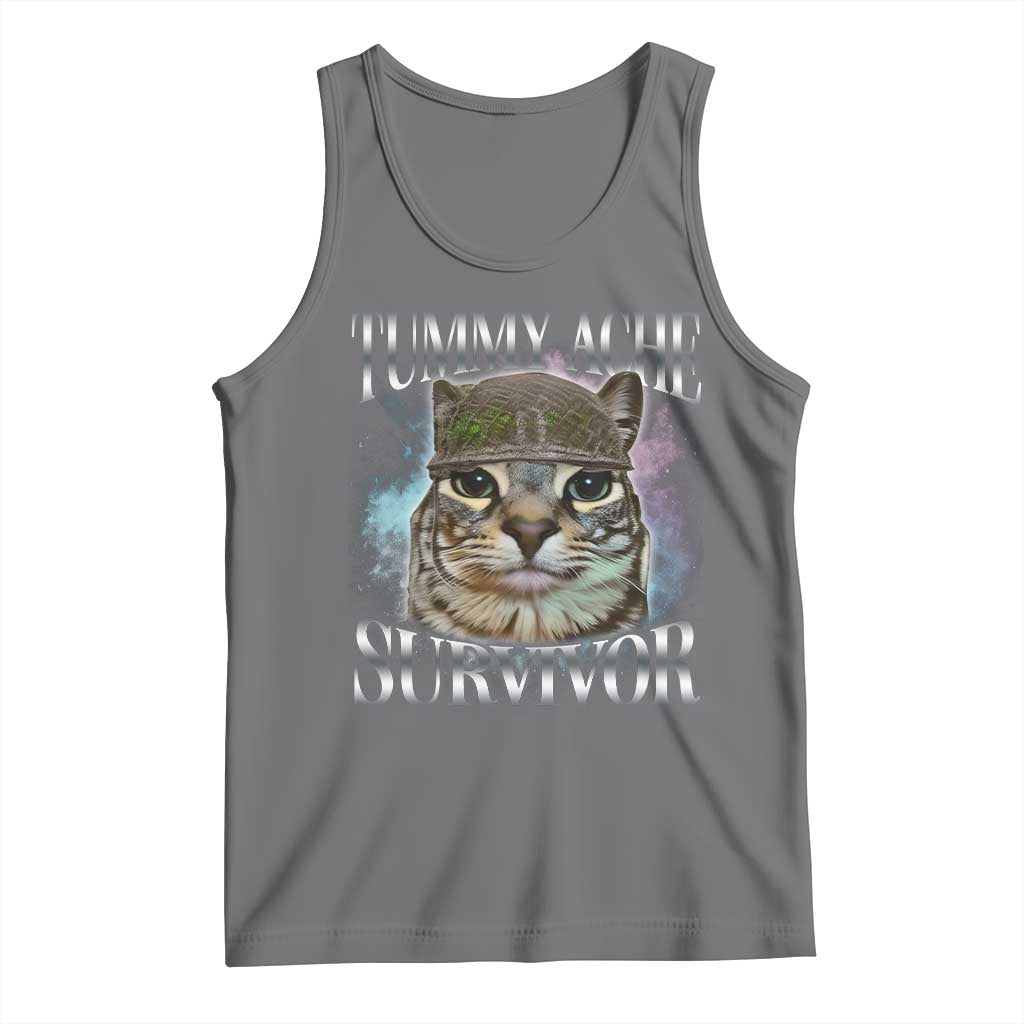 Tummy Ache Survivor Cat Meme Tank Top Vintage 90s Graphic Funny Stomach Issues Bootleg - Wonder Print Shop