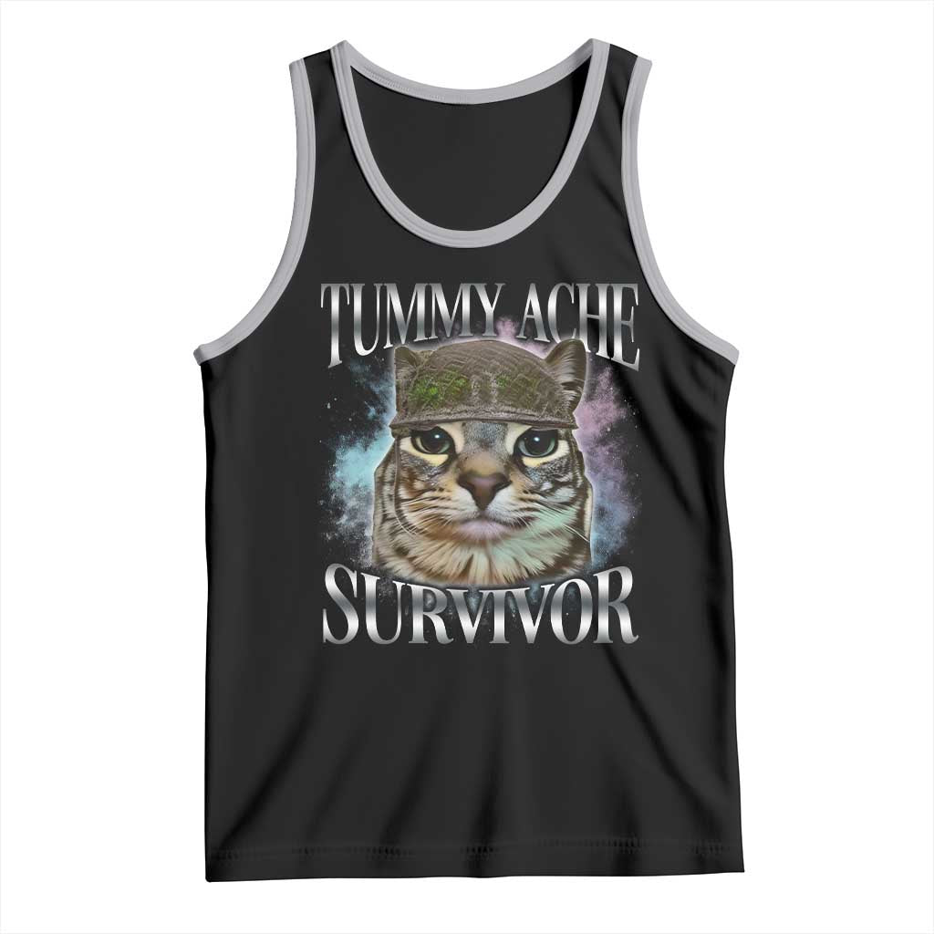 Tummy Ache Survivor Cat Meme Tank Top Vintage 90s Graphic Funny Stomach Issues Bootleg - Wonder Print Shop