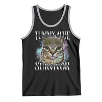 Tummy Ache Survivor Cat Meme Tank Top Vintage 90s Graphic Funny Stomach Issues Bootleg - Wonder Print Shop