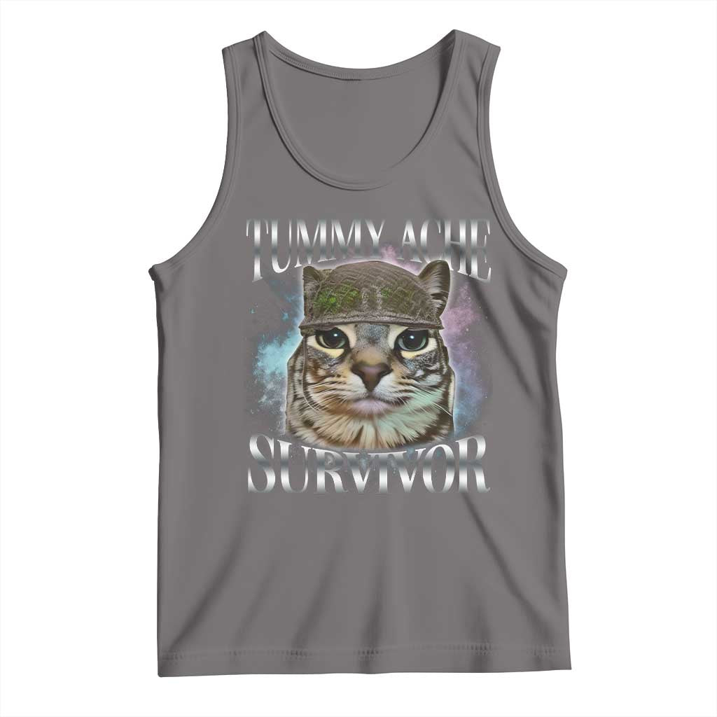 Tummy Ache Survivor Cat Meme Tank Top Vintage 90s Graphic Funny Stomach Issues Bootleg - Wonder Print Shop