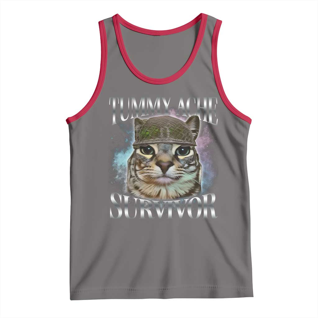 Tummy Ache Survivor Cat Meme Tank Top Vintage 90s Graphic Funny Stomach Issues Bootleg - Wonder Print Shop
