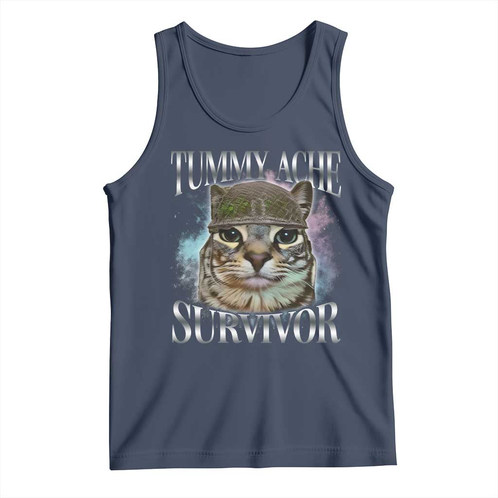 Tummy Ache Survivor Cat Meme Tank Top Vintage 90s Graphic Funny Stomach Issues Bootleg - Wonder Print Shop
