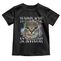 Tummy Ache Survivor Cat Meme Toddler T Shirt Vintage 90s Graphic Funny Stomach Issues Bootleg - Wonder Print Shop