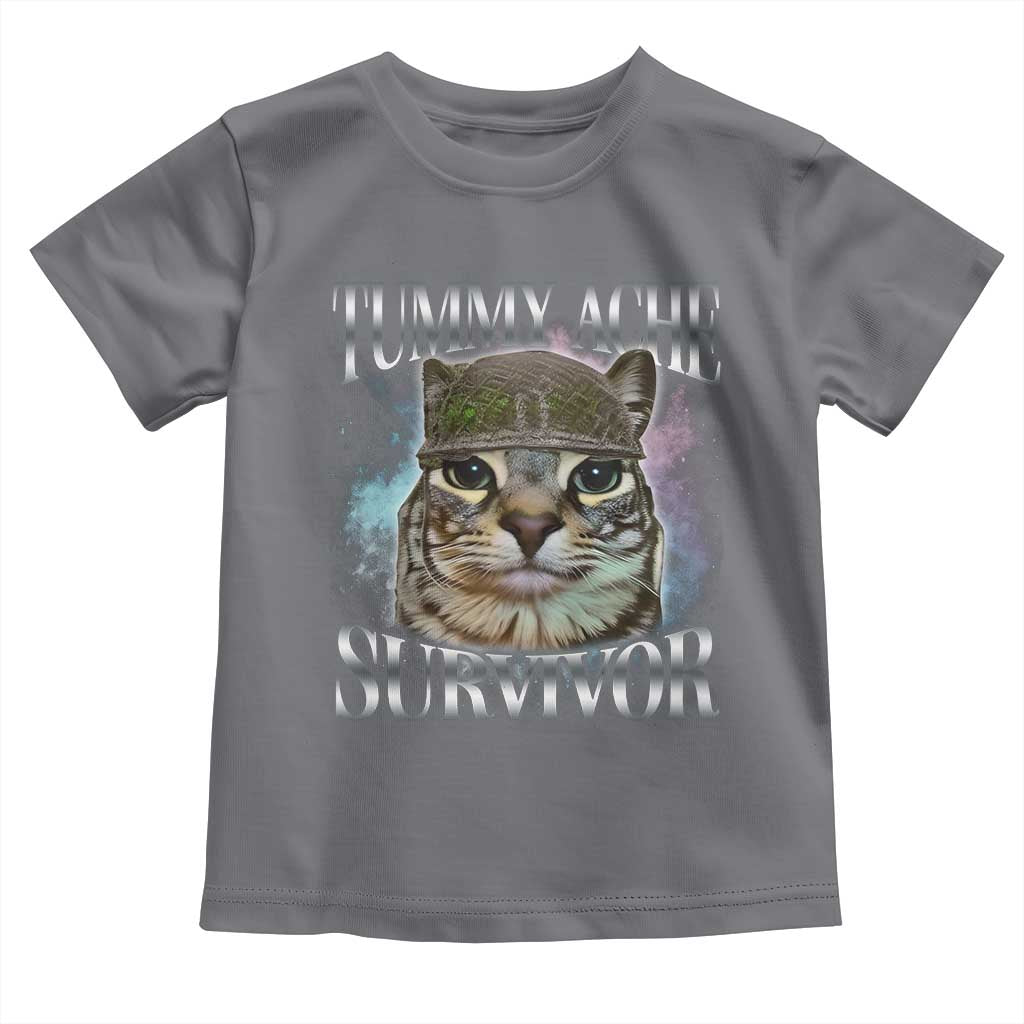 Tummy Ache Survivor Cat Meme Toddler T Shirt Vintage 90s Graphic Funny Stomach Issues Bootleg - Wonder Print Shop