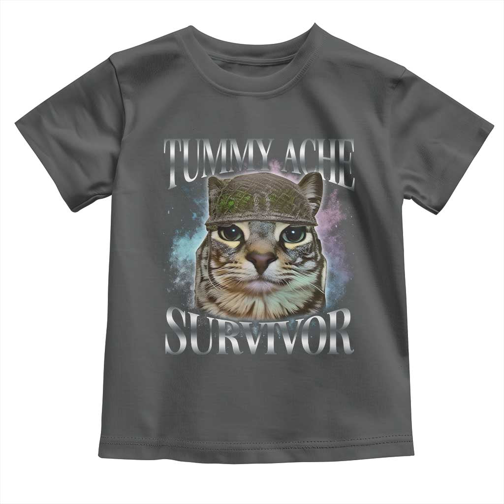 Tummy Ache Survivor Cat Meme Toddler T Shirt Vintage 90s Graphic Funny Stomach Issues Bootleg - Wonder Print Shop