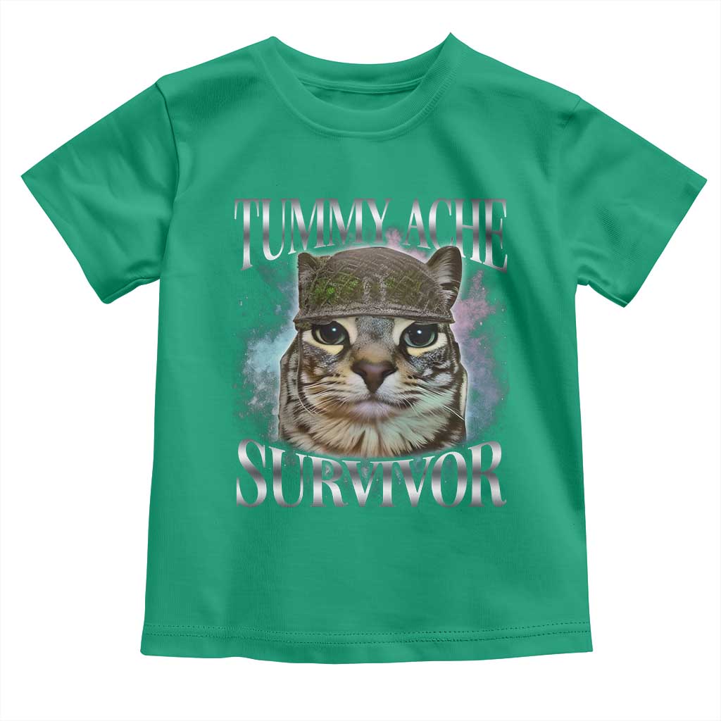 Tummy Ache Survivor Cat Meme Toddler T Shirt Vintage 90s Graphic Funny Stomach Issues Bootleg - Wonder Print Shop