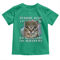 Tummy Ache Survivor Cat Meme Toddler T Shirt Vintage 90s Graphic Funny Stomach Issues Bootleg - Wonder Print Shop