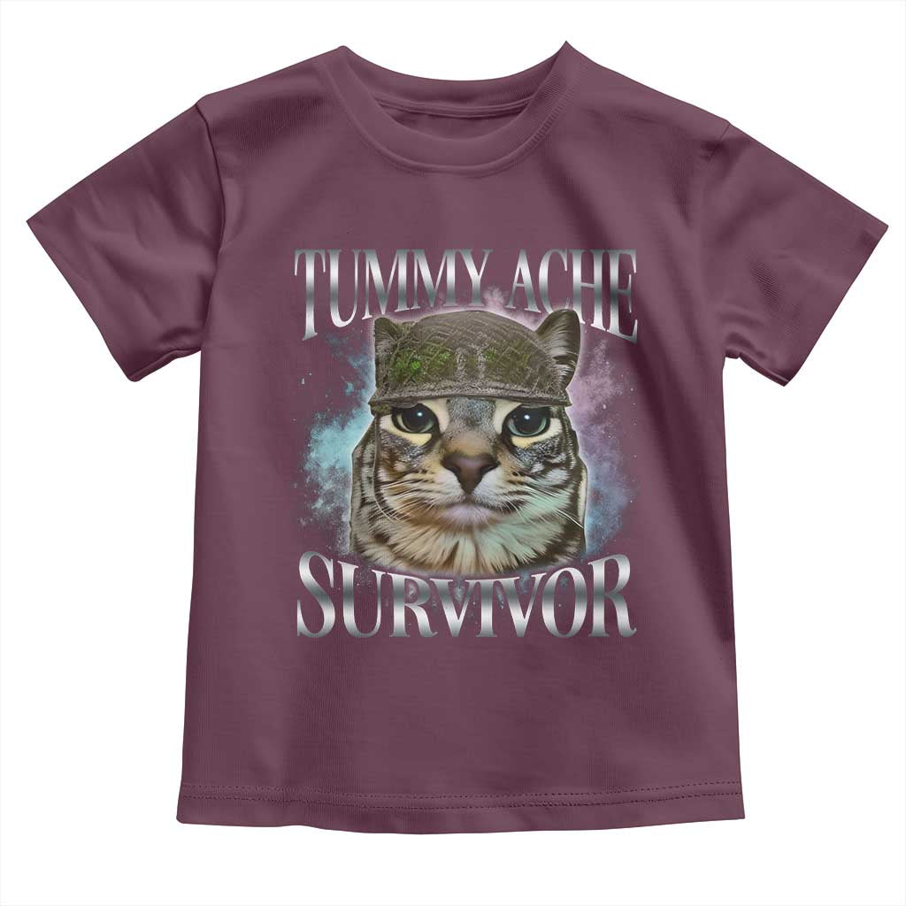 Tummy Ache Survivor Cat Meme Toddler T Shirt Vintage 90s Graphic Funny Stomach Issues Bootleg - Wonder Print Shop