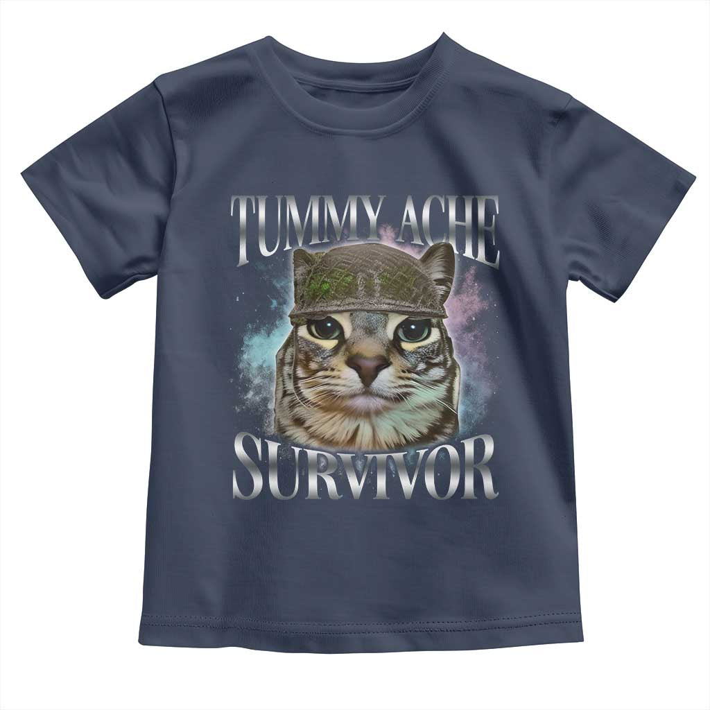 Tummy Ache Survivor Cat Meme Toddler T Shirt Vintage 90s Graphic Funny Stomach Issues Bootleg - Wonder Print Shop