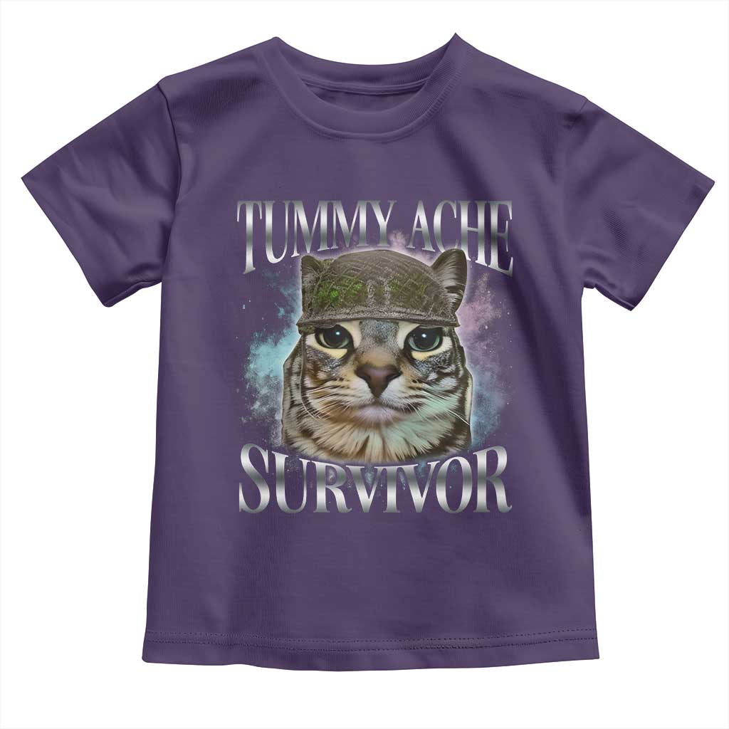Tummy Ache Survivor Cat Meme Toddler T Shirt Vintage 90s Graphic Funny Stomach Issues Bootleg - Wonder Print Shop