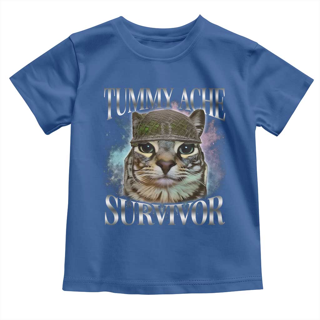 Tummy Ache Survivor Cat Meme Toddler T Shirt Vintage 90s Graphic Funny Stomach Issues Bootleg - Wonder Print Shop